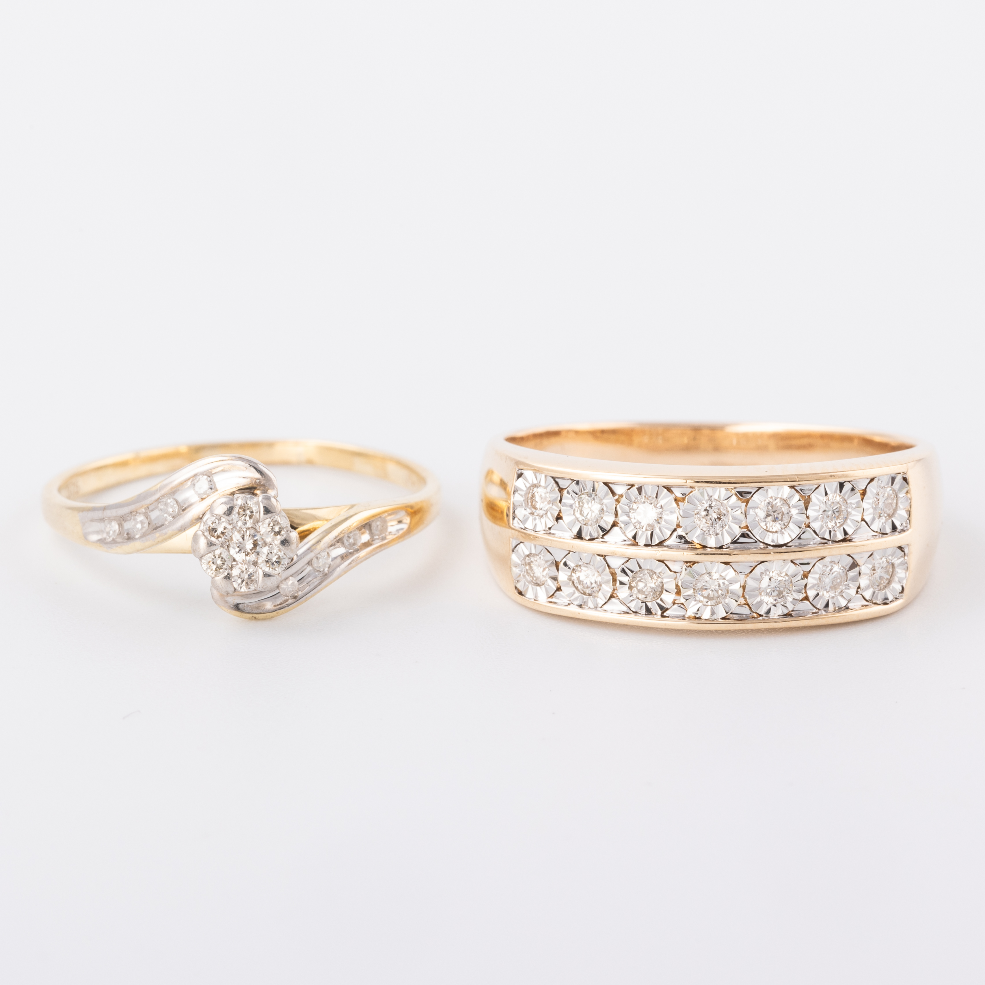Two Diamond 9 Carat Gold Rings