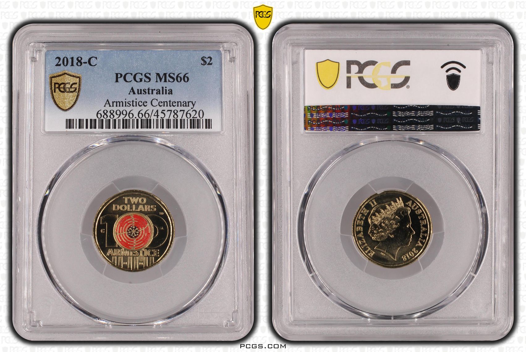 Elizabeth II, Armistice Centenary, Two Dollar, 2018-C, PCGS MS66