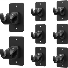 AMZONHOME 8 PIECES SELF ADHESIVE CURTAIN ROD BRACKET, UNIVERSAL PLASTIC CURTAIN ROD HOLDERS, NO DRILL CURTAIN ROD BRACKETS CURTAIN