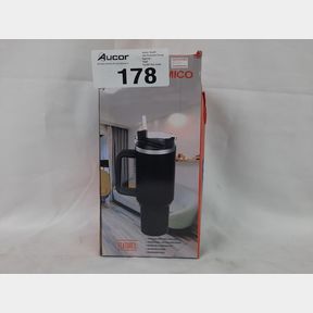 DOUBLE WALL TRAVEL MUG STAINLESS STEEL VACUUM FLASK WITH STRAW HOT/COLD - WHITE -