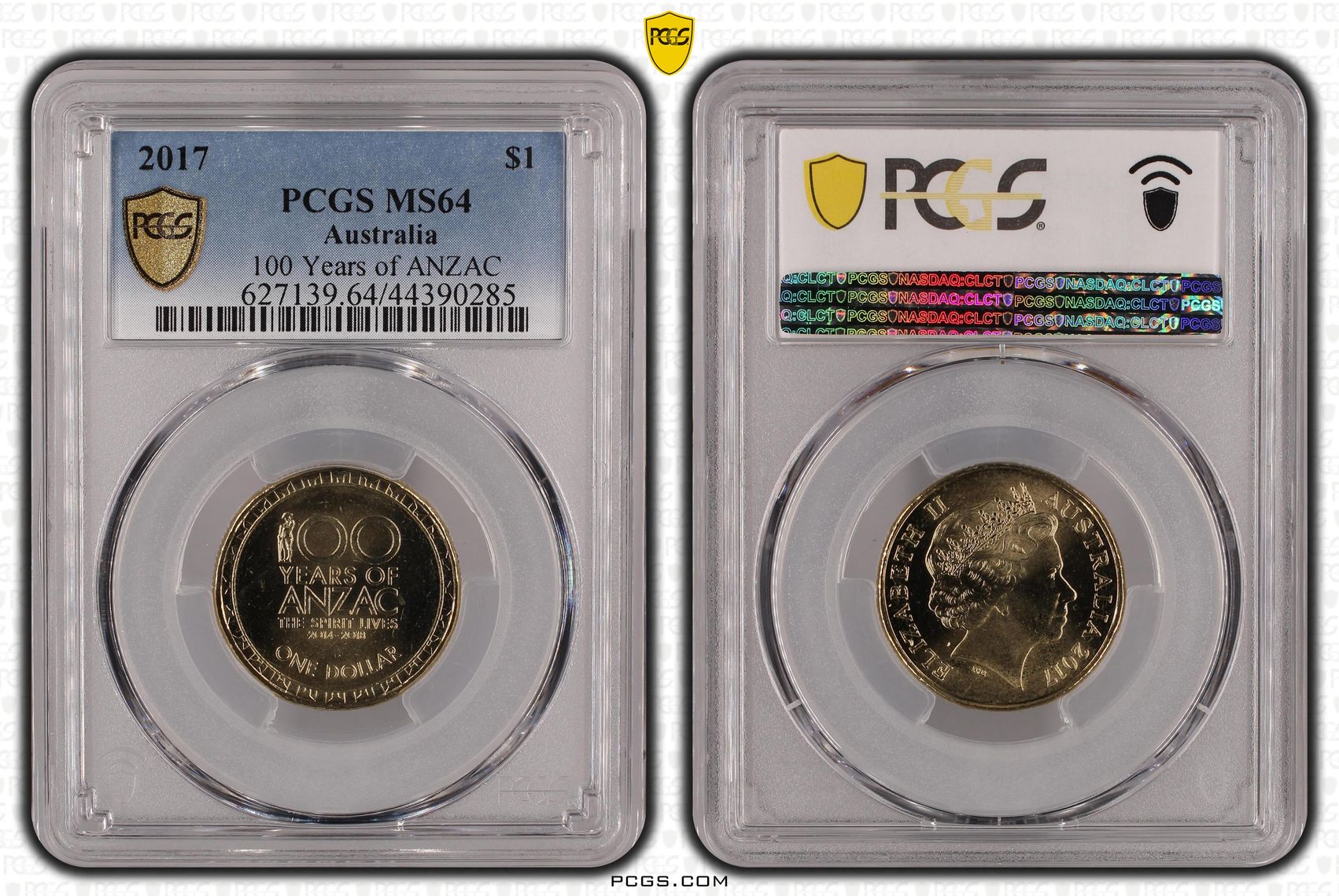 Elizabeth II, 100 Years of ANZAC, One Dollar, 2017, PCGS MS 64