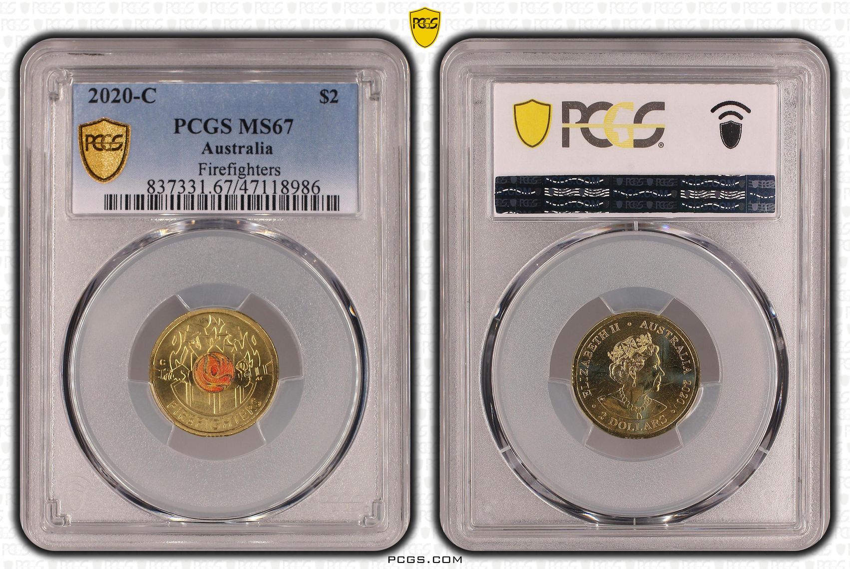 Elizabeth II, Firefighters Colorized, Two Dollar, 2020-C, PCGS MS67