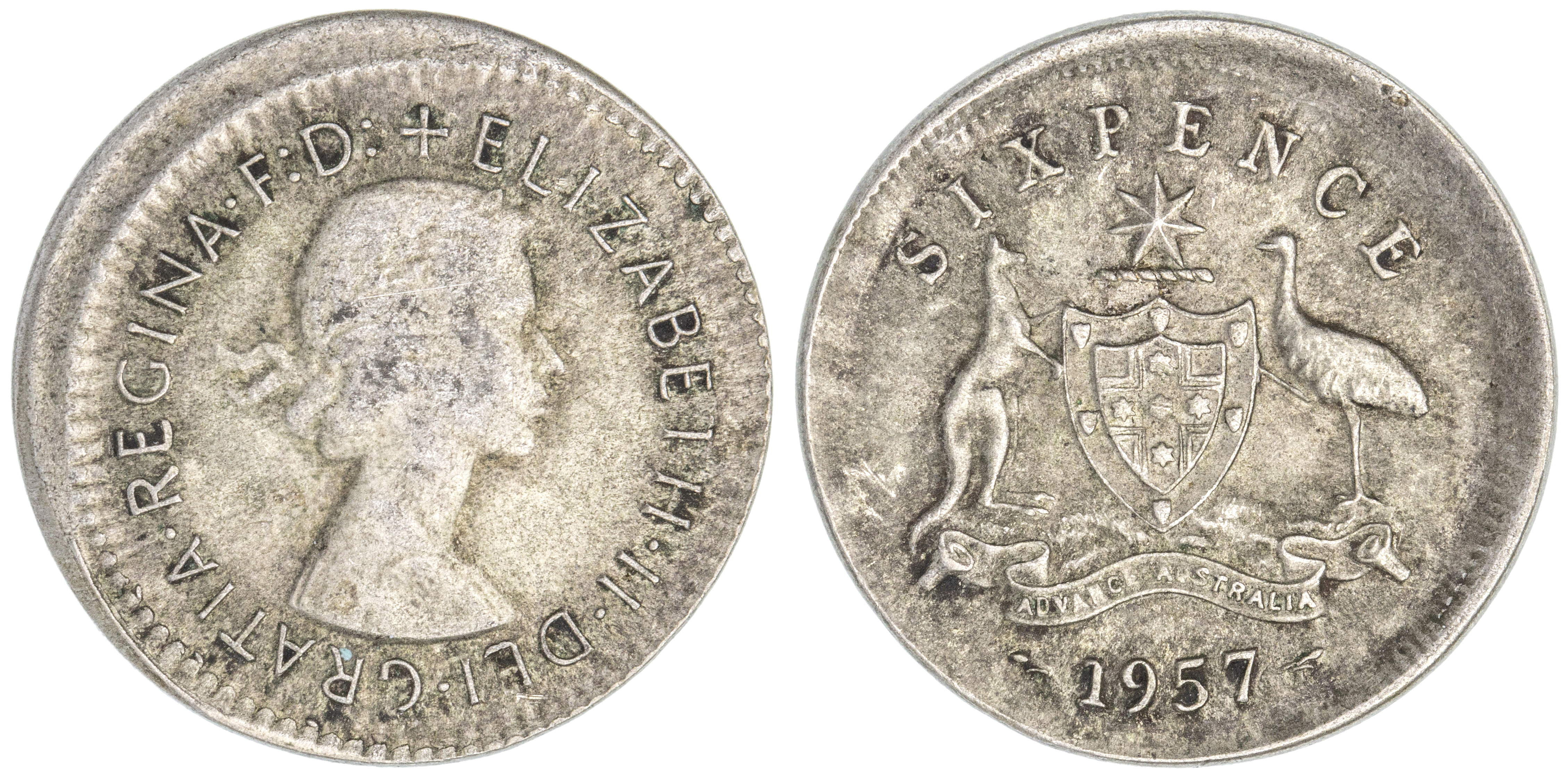Elizabeth II, Sixpence, 1957, VF
