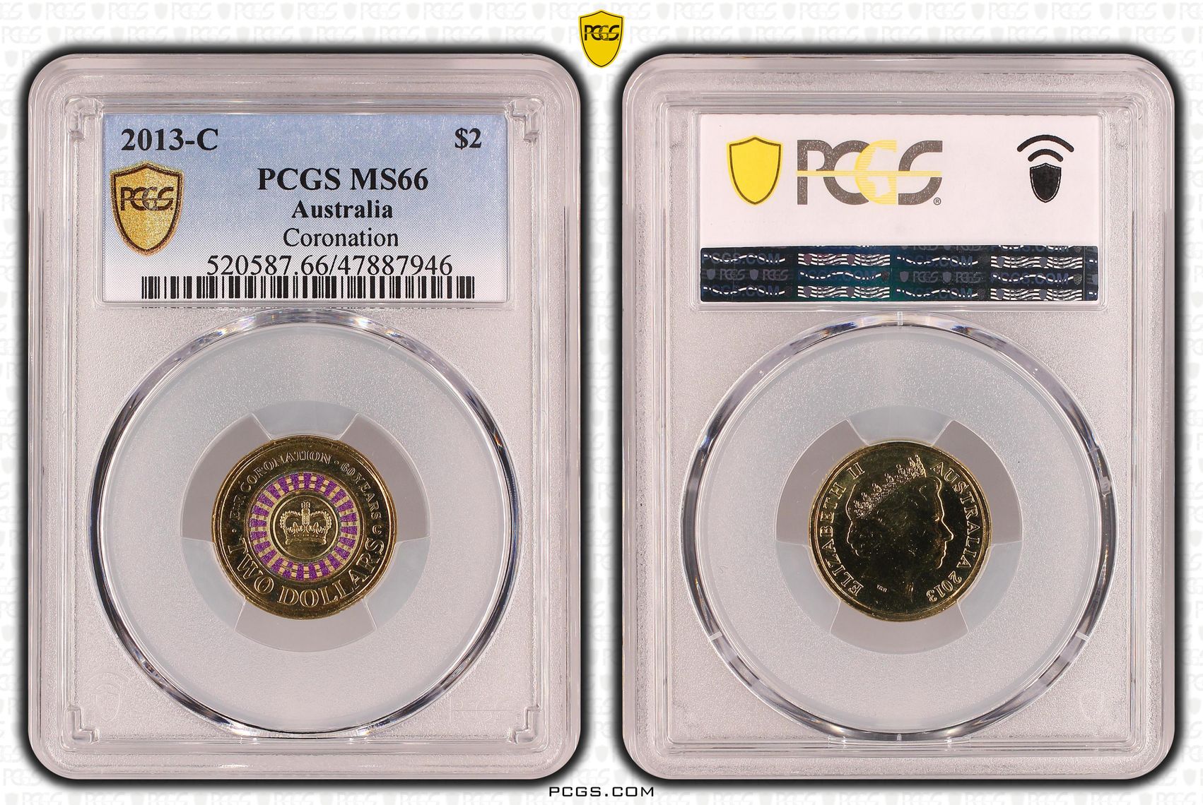 394 · Elizabeth II, Coronation Colorized , Two Dollar, 2013-C, PCGS MS66