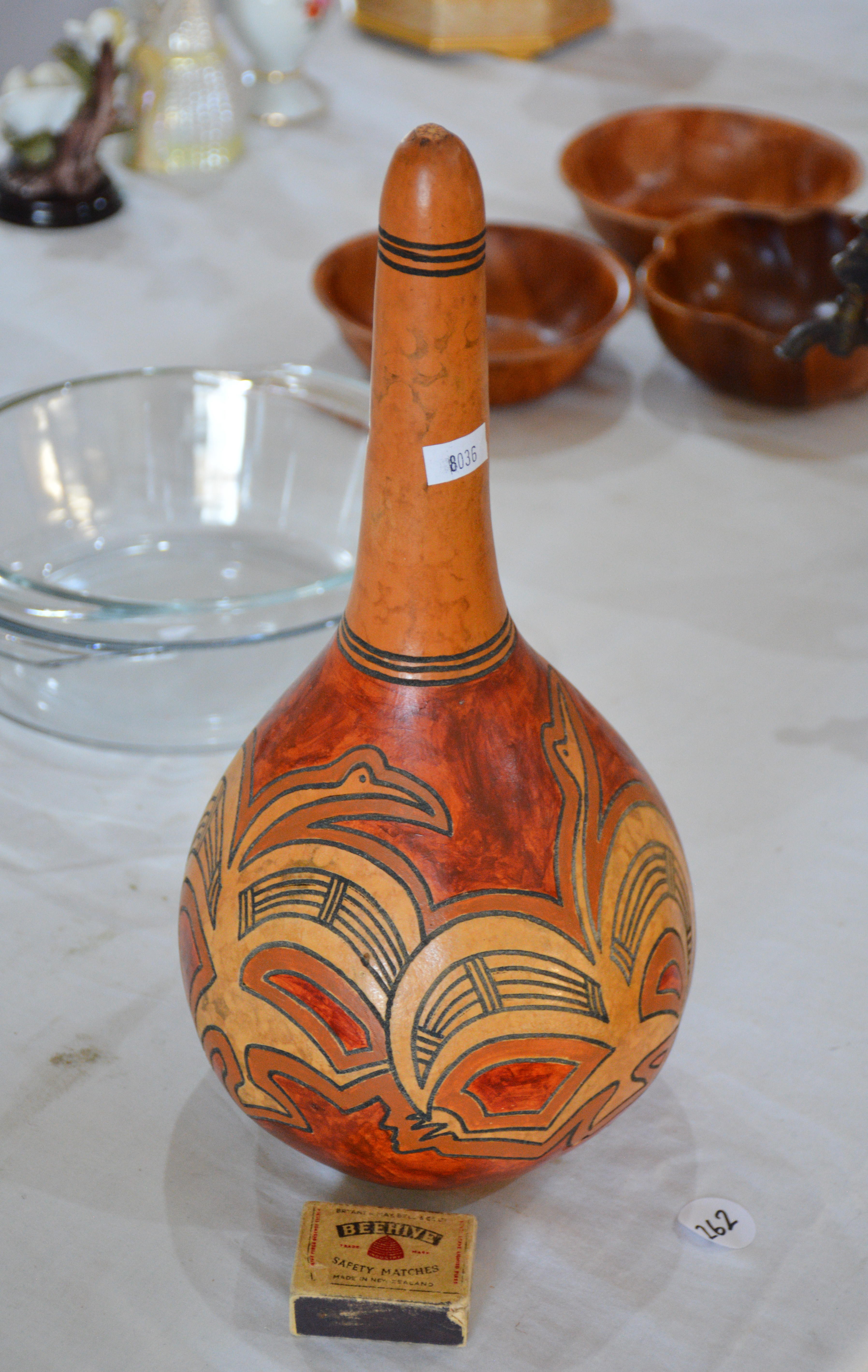 Hand Carved and Painted Gourd — NZ auction result
