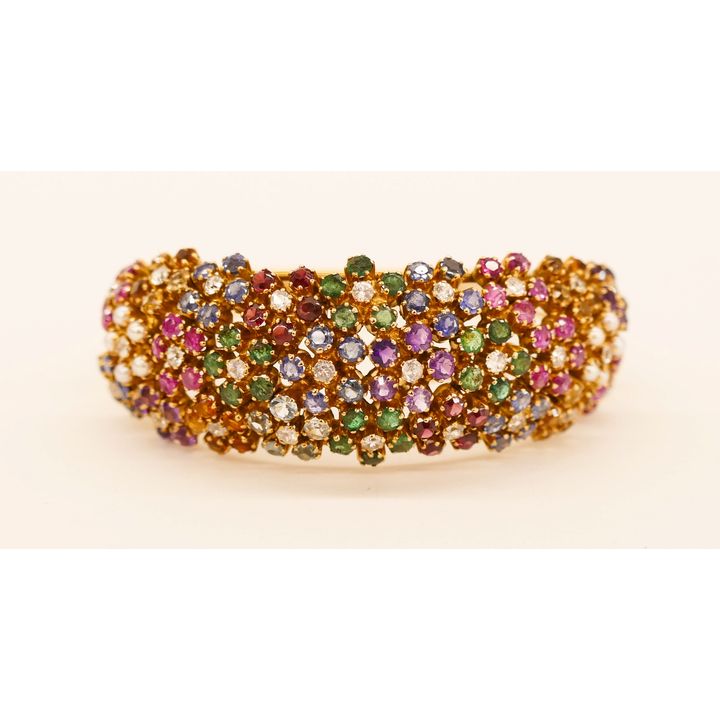 Lady's 14k Multi-Colored Stone Bangle Bracelet