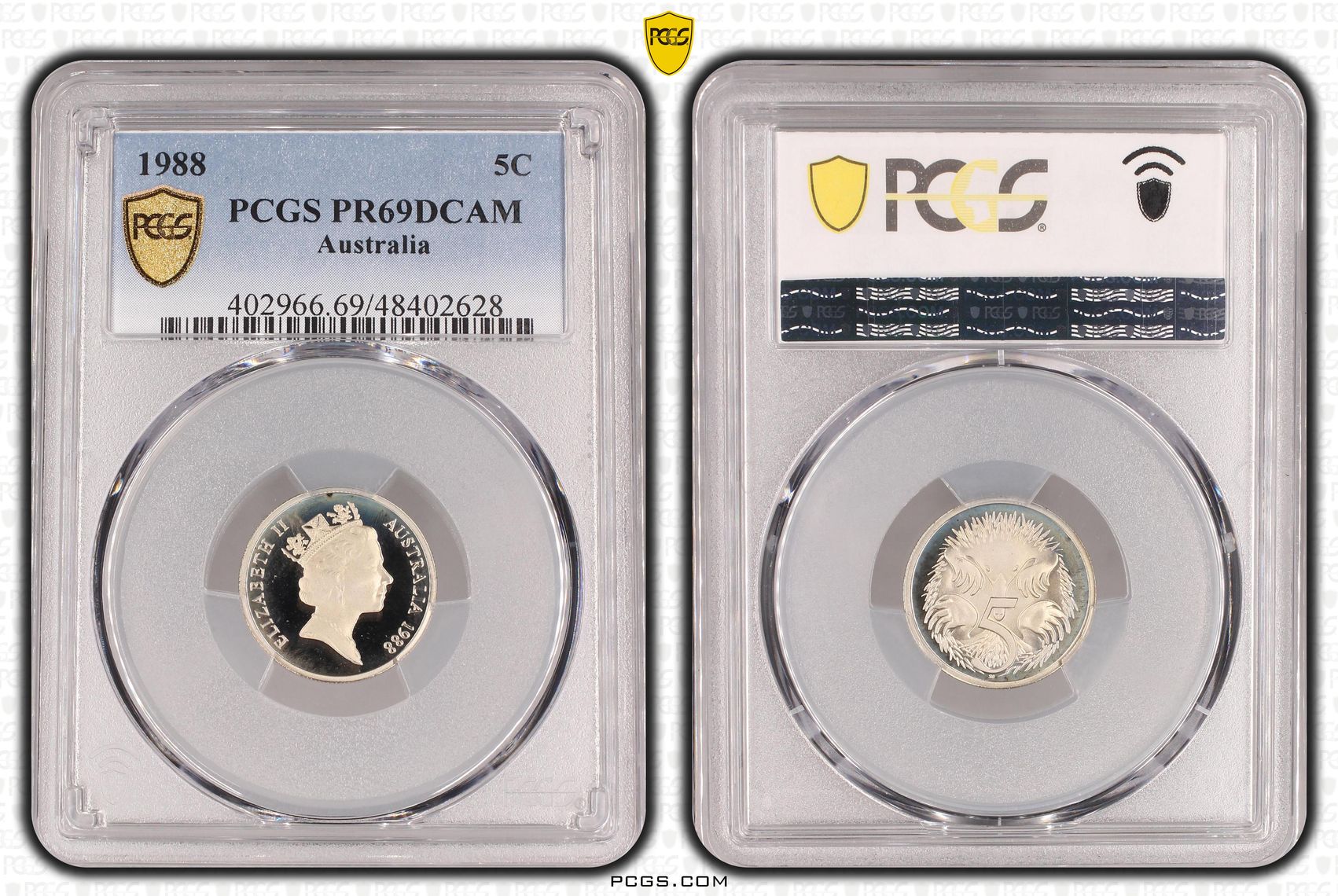 Elizabeth II, Five Cent, 1988, PCGS PR69DCAM