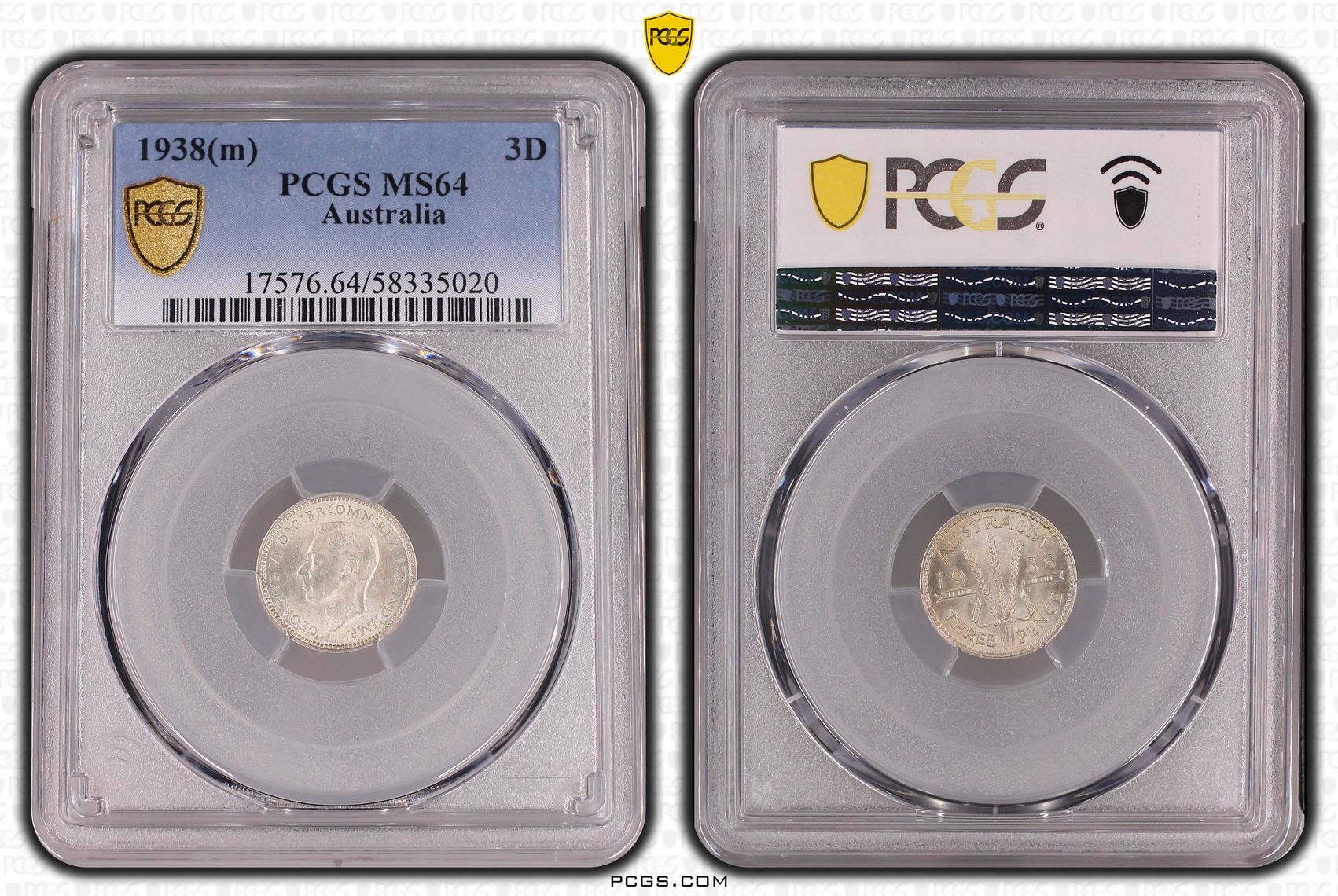 George VI, Threepence, 1938(m), PCGS MS64