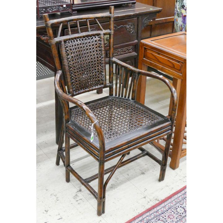 Asian Rattan and Wicker Armchair 38''x23''x20''