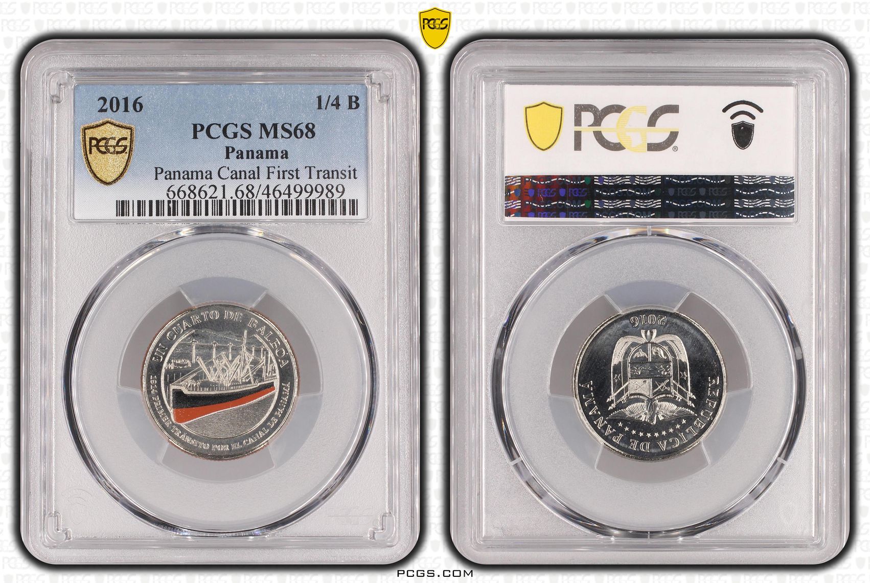 Panama, Panama Canal First Transit, POP 1/0, Quarter Balboa, 2016, PCGS MS68