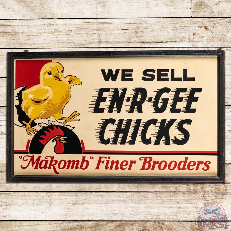 We Sell En-R-Gee Chicks Makomb Finer Brooders SST Sign w/ Logos