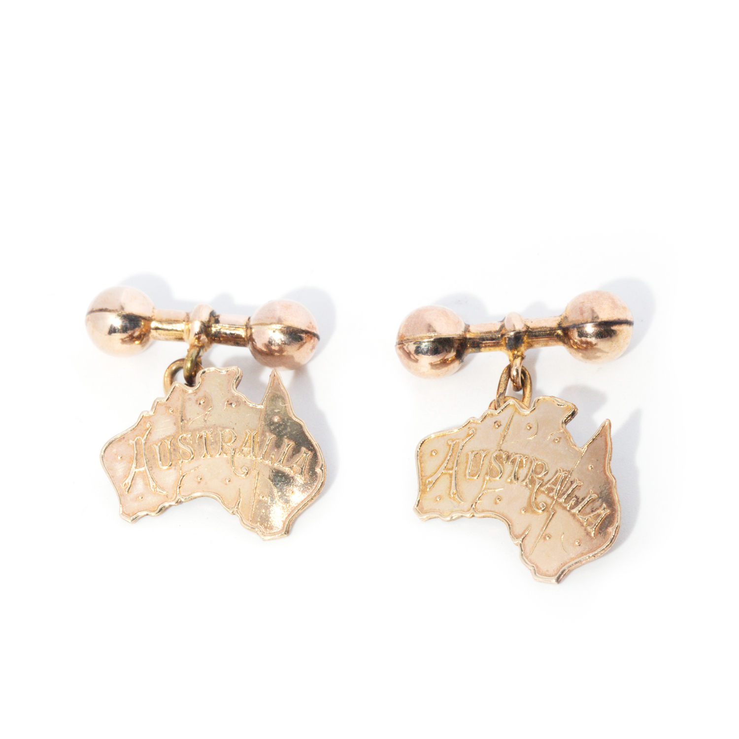 Vintage Australian 9ct Lined Gold Cufflinks