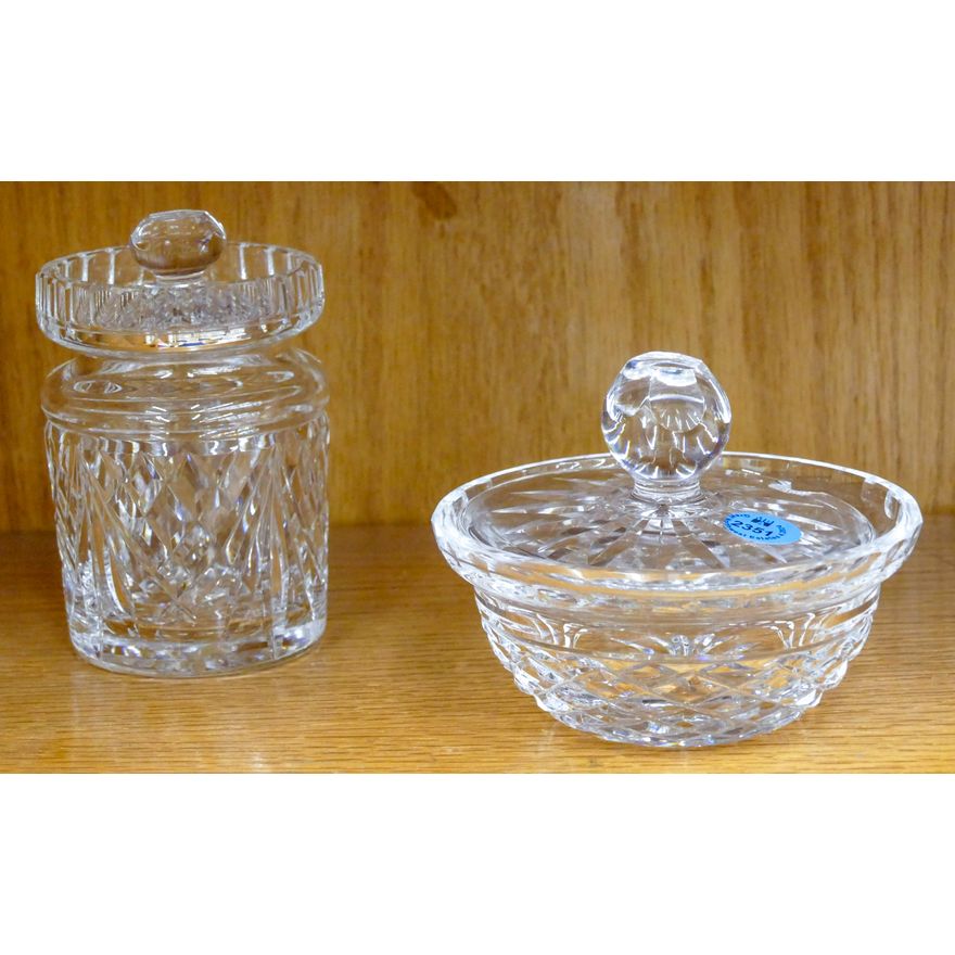 2pc Waterford Covered Bowl & Jar 4.5''