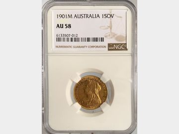 1901 VICTORIA MELBOURNE MINT OLD HEAD GOLD SOVEREIGN AU58