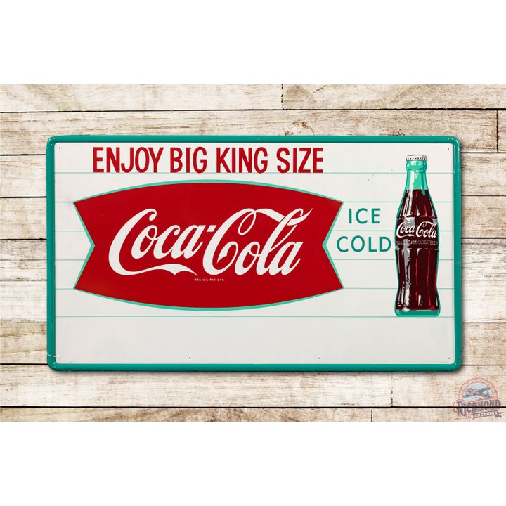 Enjoy Big King Size Coca-Cola w/ Bottle Metal Sign TAC 8.9