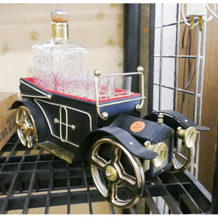 Vintage Figural Car Decanter Set- 9x13''