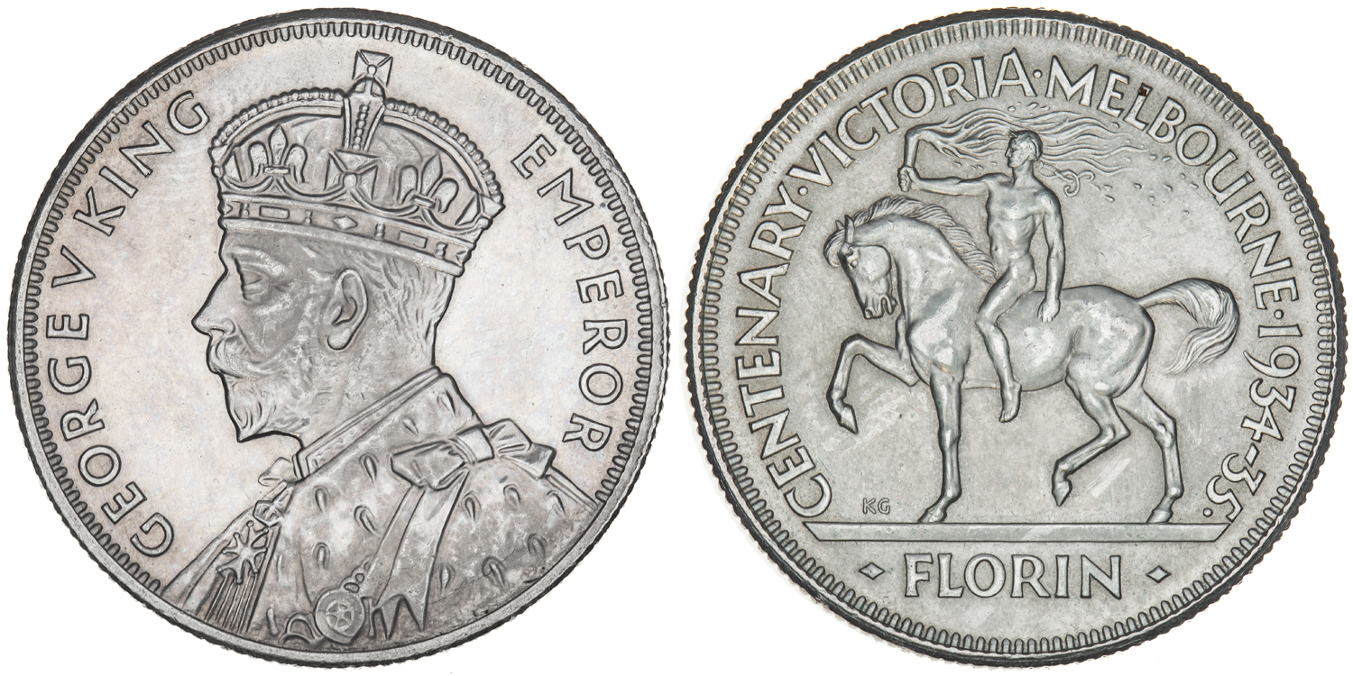 George V, Florin, 1934-35, aUNC - UNC