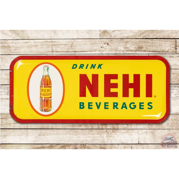 Drink Nehi Beverages w/ Bottle Tin Bubble Sign