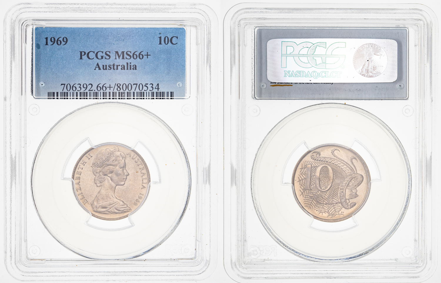 Ten Cent, 1969, PCGS MS 66+