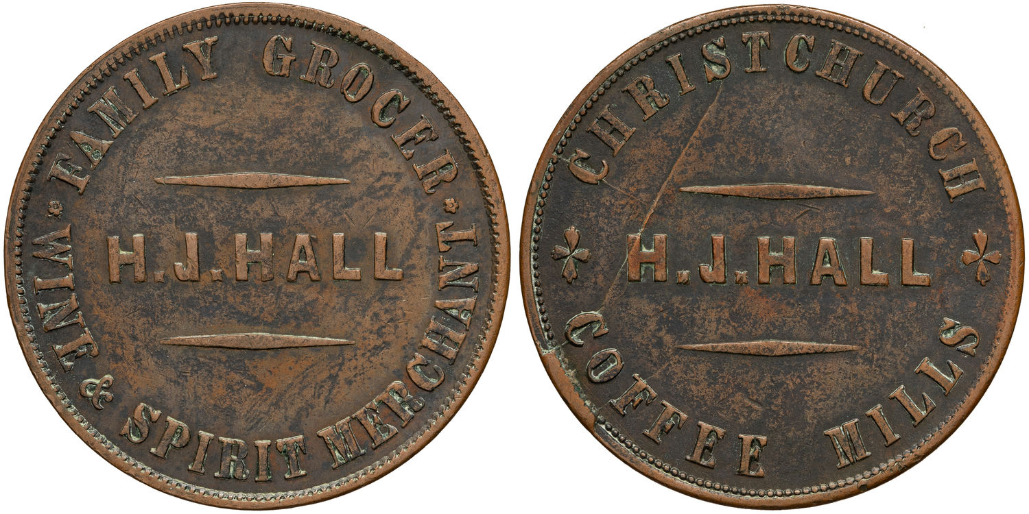 A.92c - Hall, H.J. Christchurch, New Zealand, Penny, VF