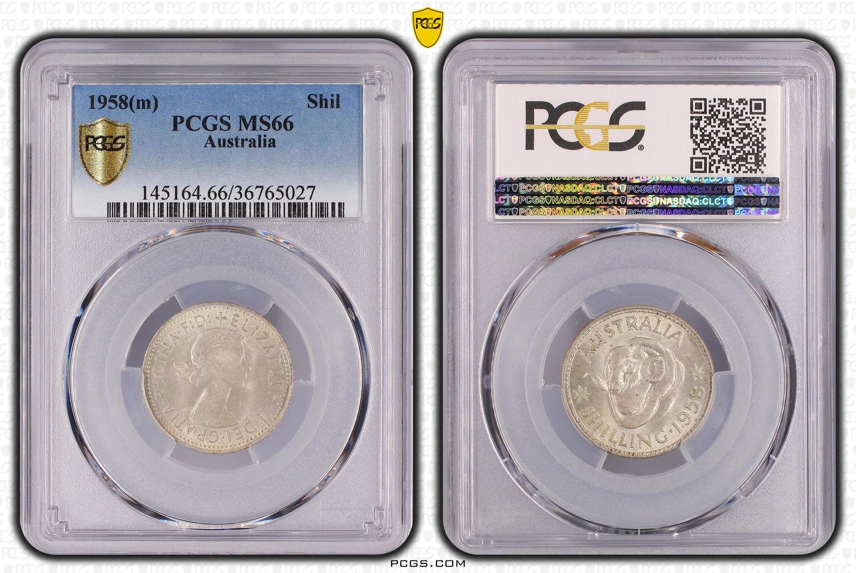 Elizabeth II, , Shilling, 1958(m), PCGS MS66