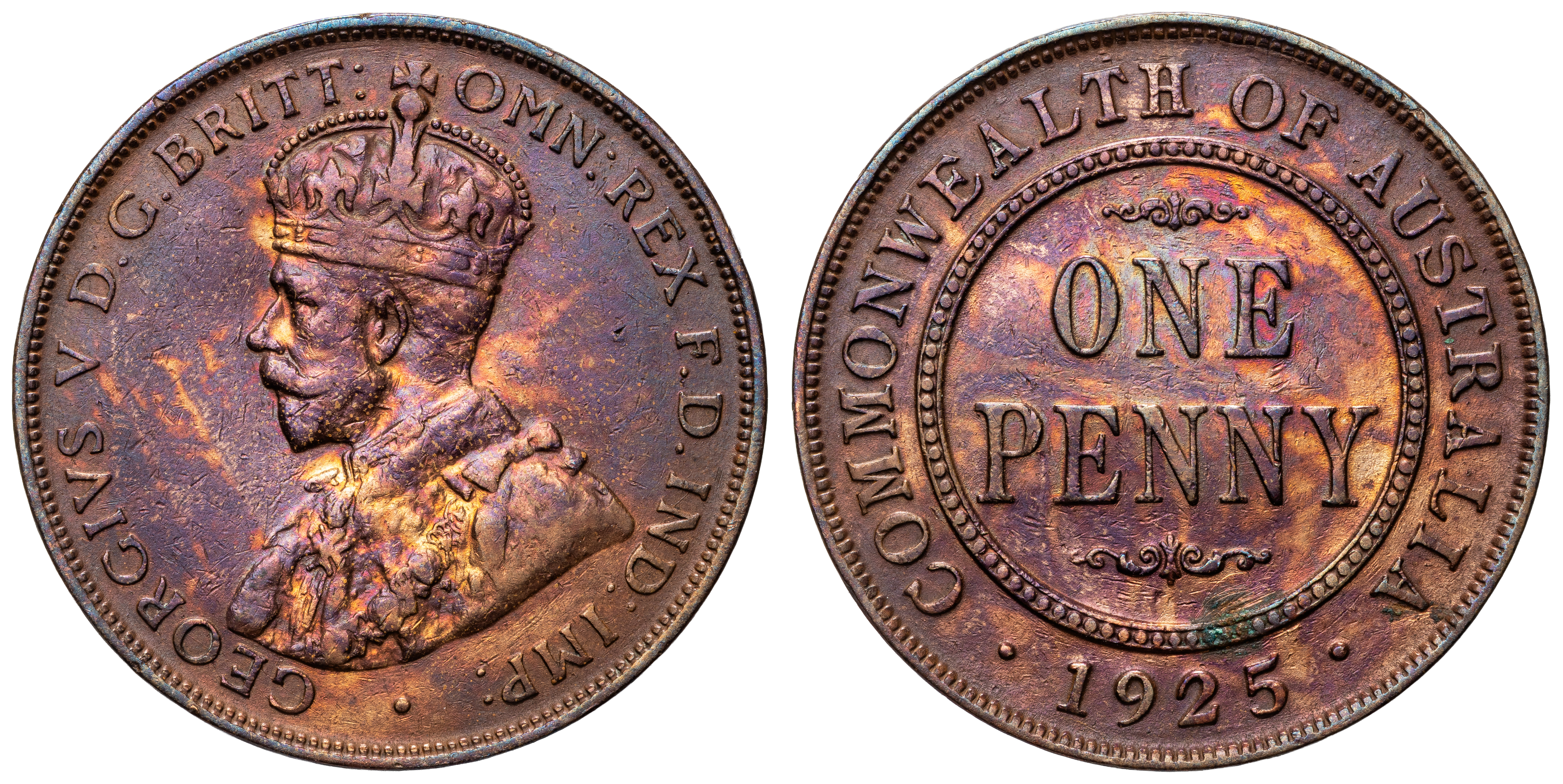 George V, Penny, 1925, aVF