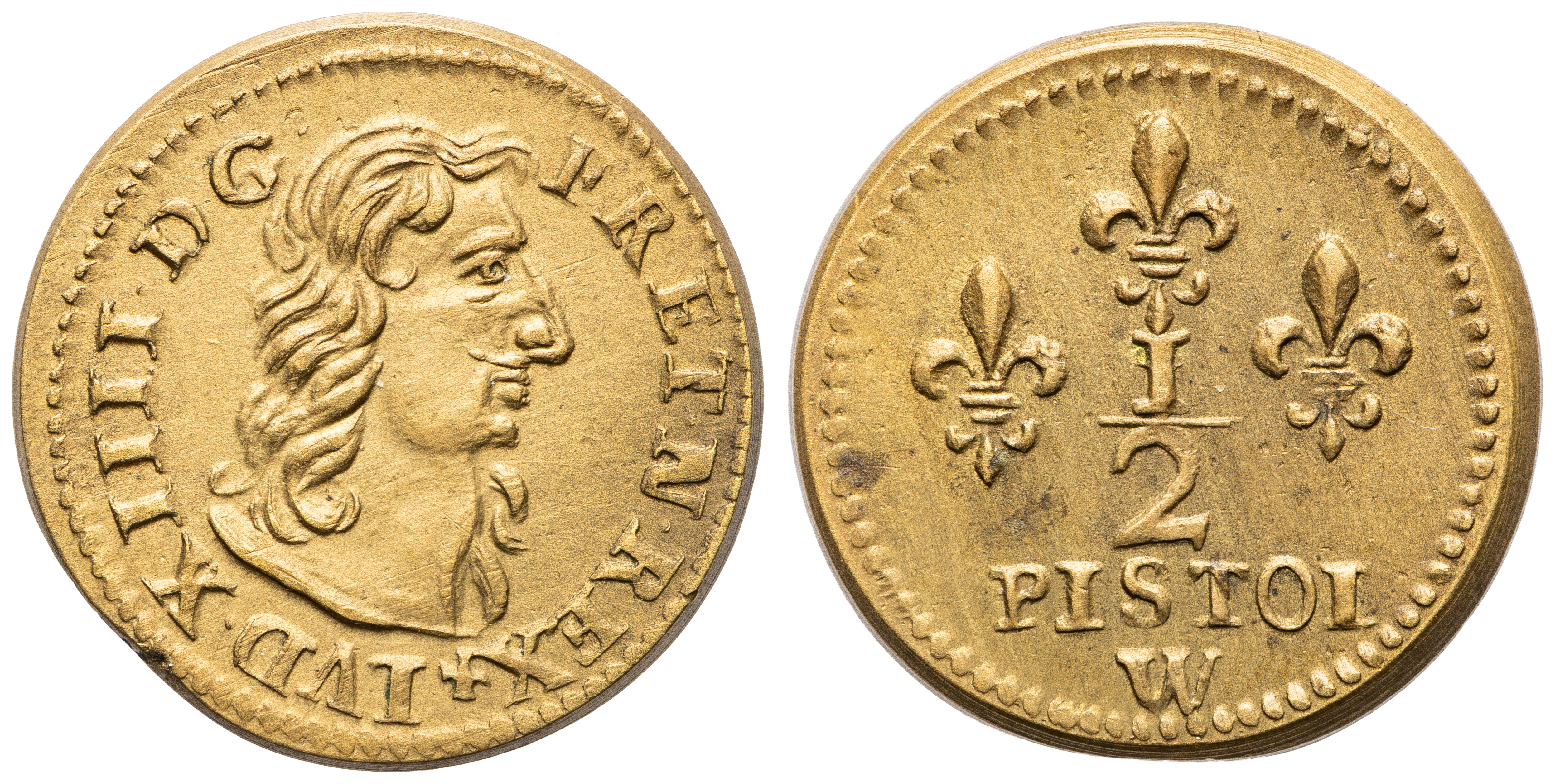 France, Louis XIV, Weight, Half Pistol, 1643 - 1715, UNC