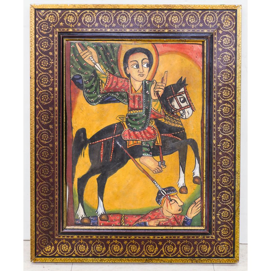 Italian Religious Painting on Velum Framed- 22x18''