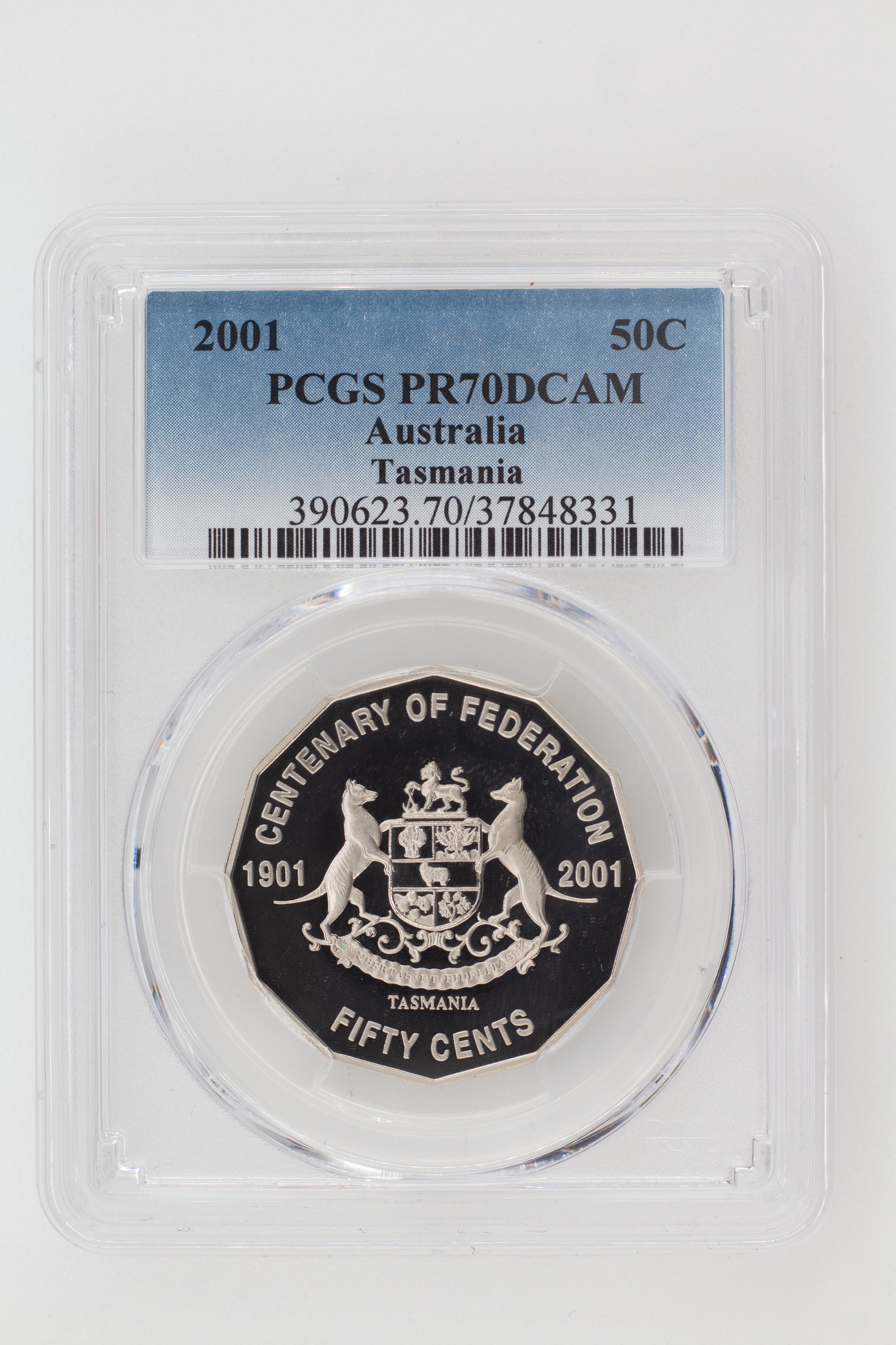 2001 Australian Fifty Cent, 50c Proof Tasmania PCGS - PR70DCAM POP 24/0 -331