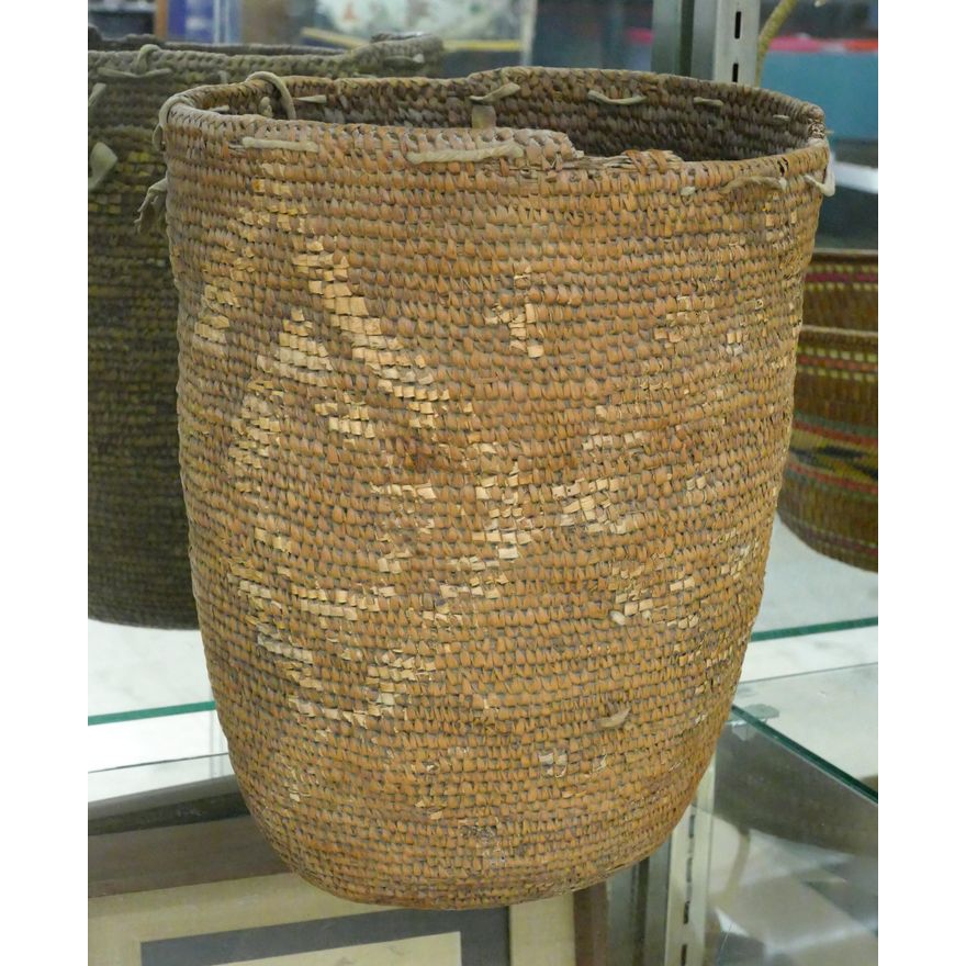 Antique Coast Salish Indian Hard Gathering Basket 12.5''