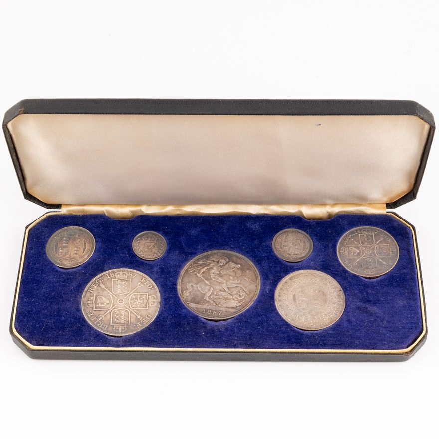 Great Britain, Victoria, Jubilee Set, Threepence - Crown, 1887,  aF - EF