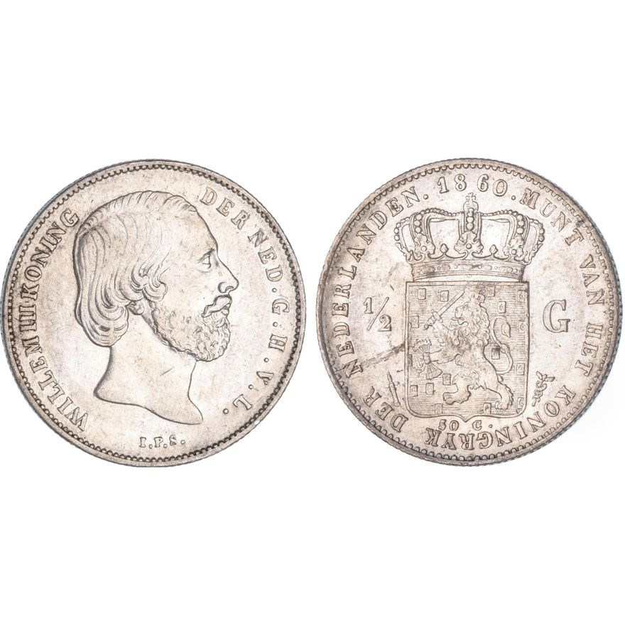 Netherlands, Willem III, Half Gulden, 1860, EF