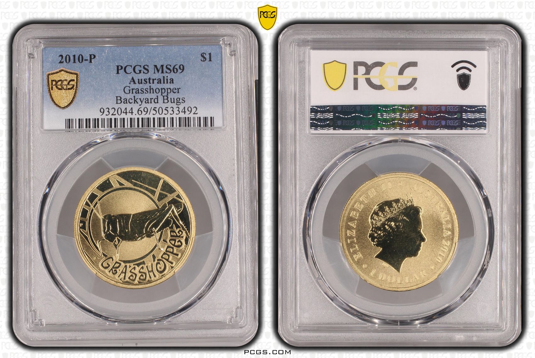 Grasshopper POP 6/0, One Dollar, 2010-P, PCGS MS69