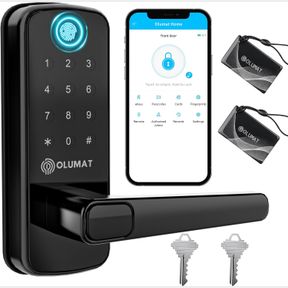 SMART DOOR LOCK, OLUMAT KEYLESS ENTRY DOOR LOCK FINGERPRINT DOOR LOCK WITH KEYPAD DIGITAL DOOR LOCK WITH HANDLE FOR HOME, RENTAL,