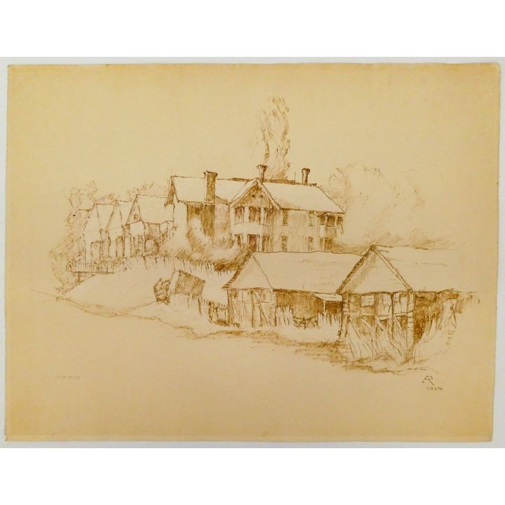 Charles Reynolds ''Homestead'' 1970 Charcoal 20''x26''