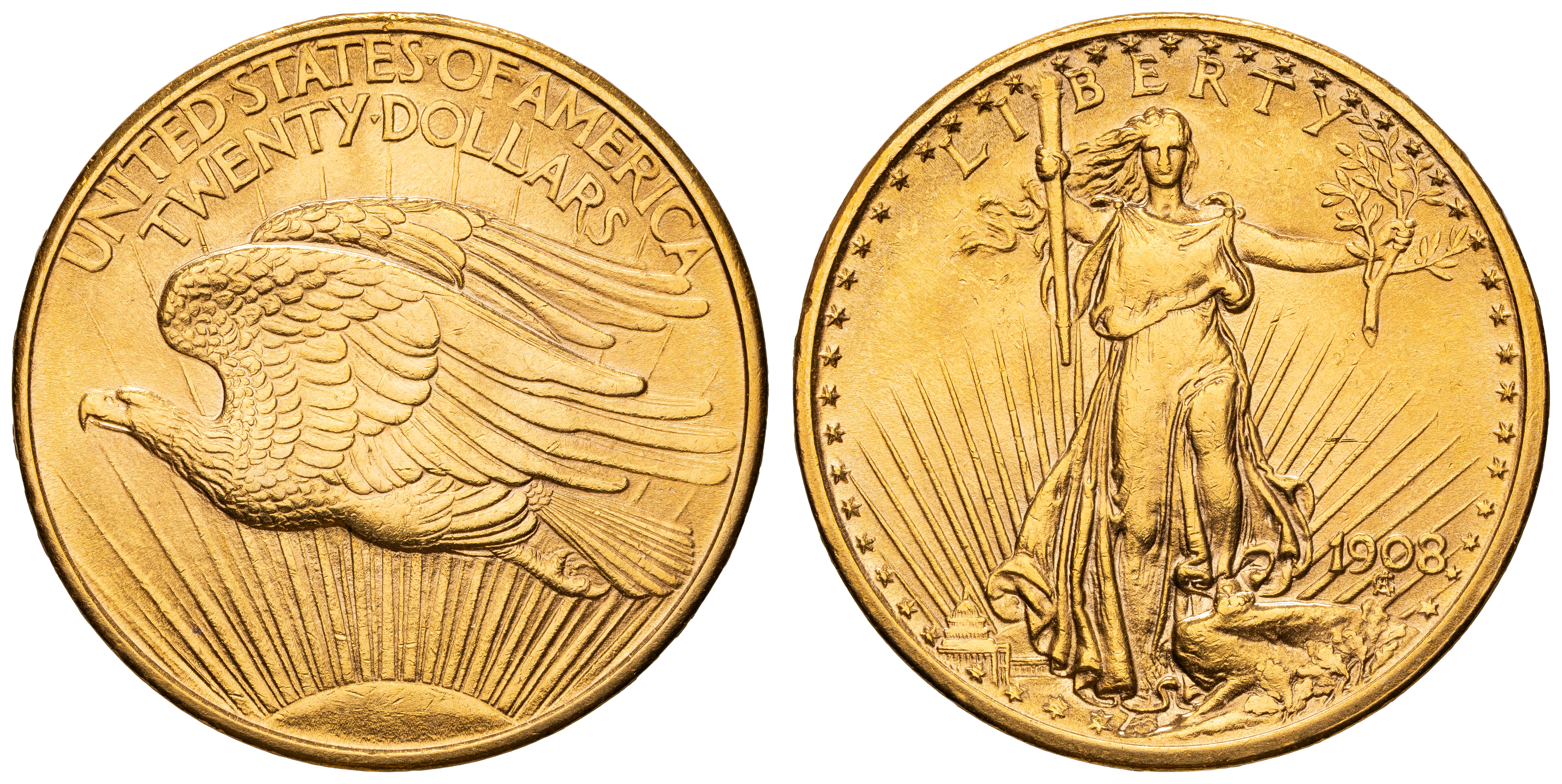 United States, Twenty Dollars, 1908, UNC
