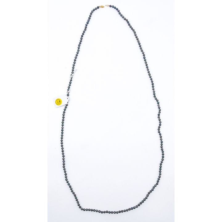 Opera Length 7mm Black Pearl 14k Necklace 54''