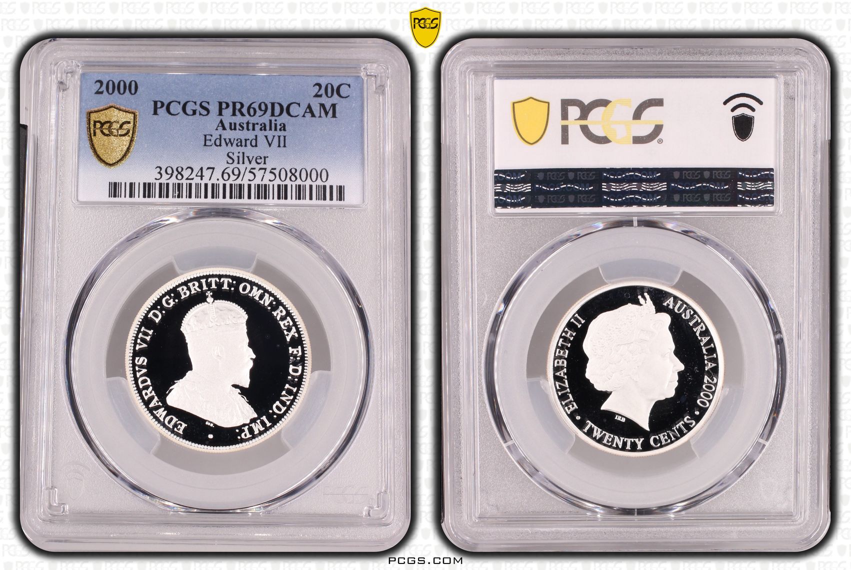 Elizabeth II, Edward VII Silver, Twenty Cent, 2000, PCGS PR69DCAM