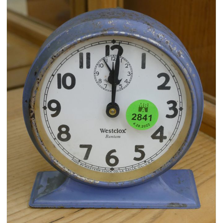 Vintage Westclox Bantam Blue Shelf Clock- 4.5''