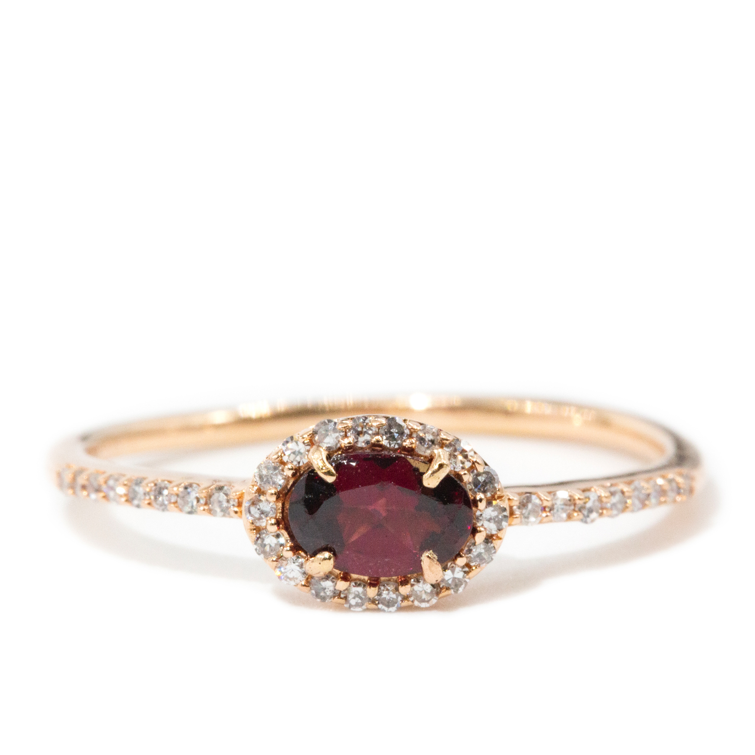 10 carat Rose Gold, Garnet and Diamond Ring