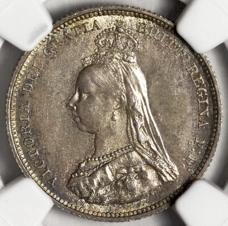 MS62鑑定】1887年 イギリス ビクトリア 女王 ジュビリーヘッド ダブルフローリン (４シリング ) 銀貨 NGC鑑定 MS62 - 貨幣