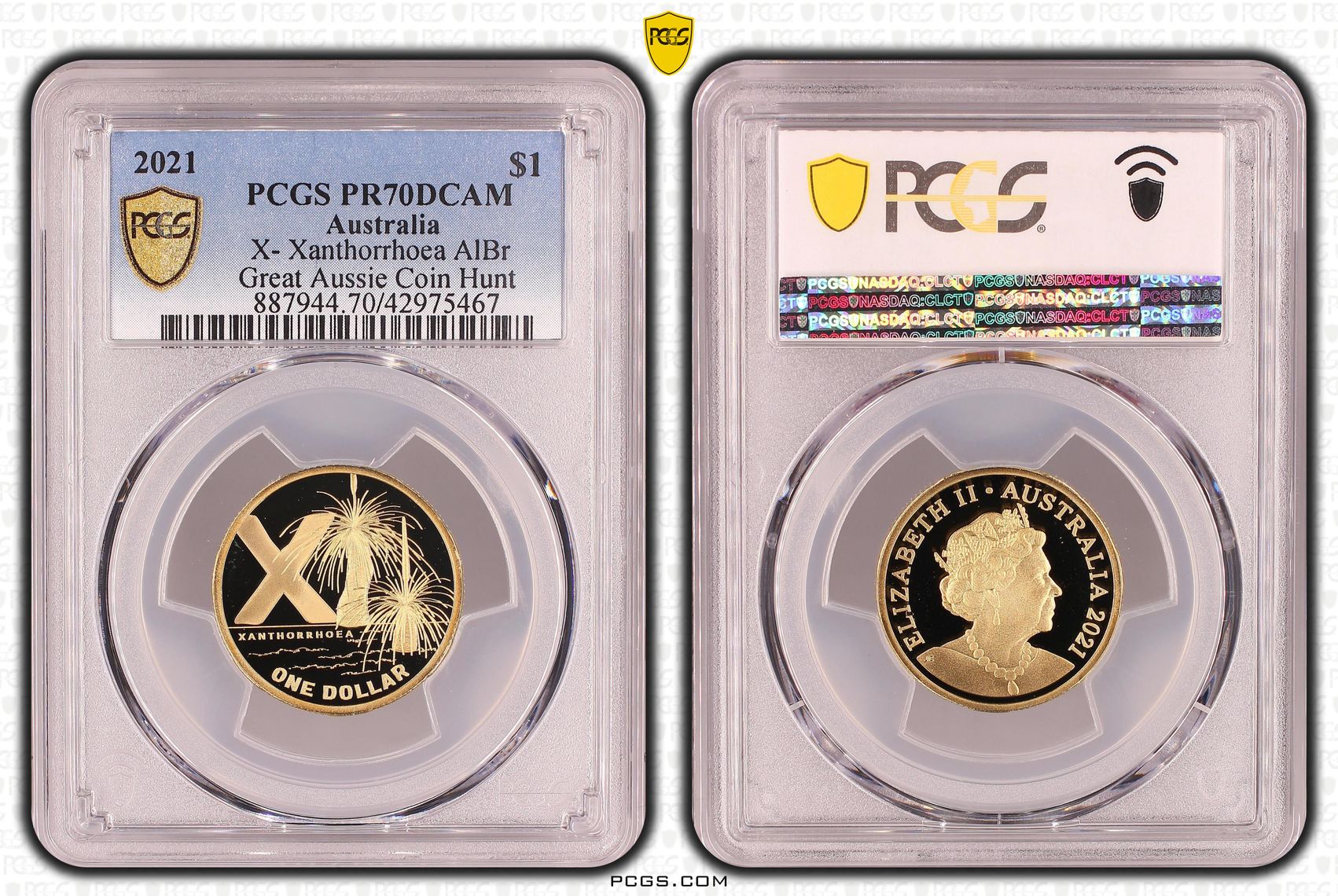 496 · 2021 Australia One Dollar, $1 X- Xanthorrhoea AlBr PCGS - PR70DCAM POP 20/0 -467