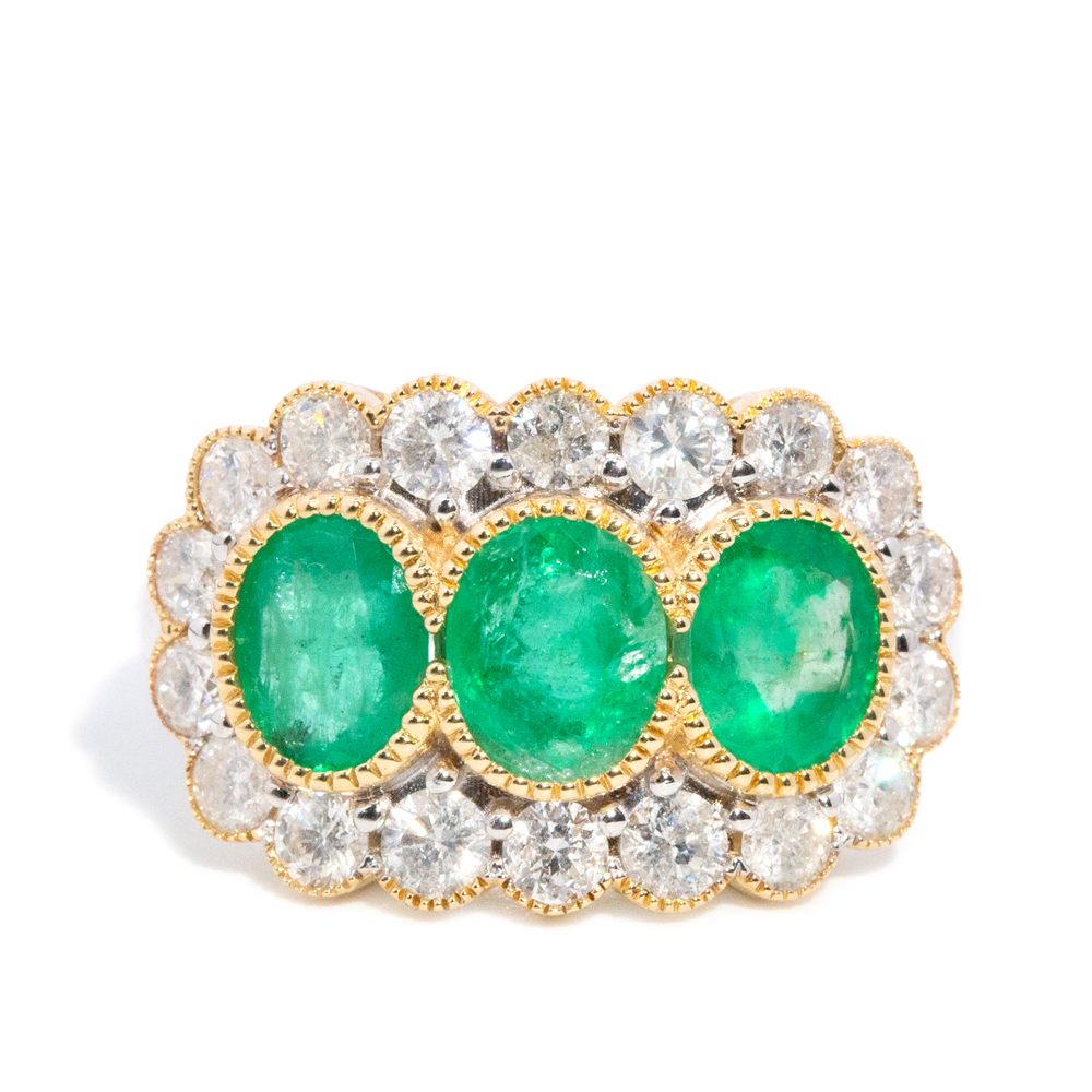 178 · 2.16 Carat Emerald & 1.05 Carat Diamond Ring in 14ct Gold
