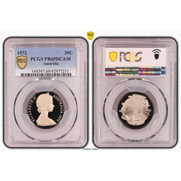 Elizabeth II, Twenty Cent, PR69DCAM , 1972