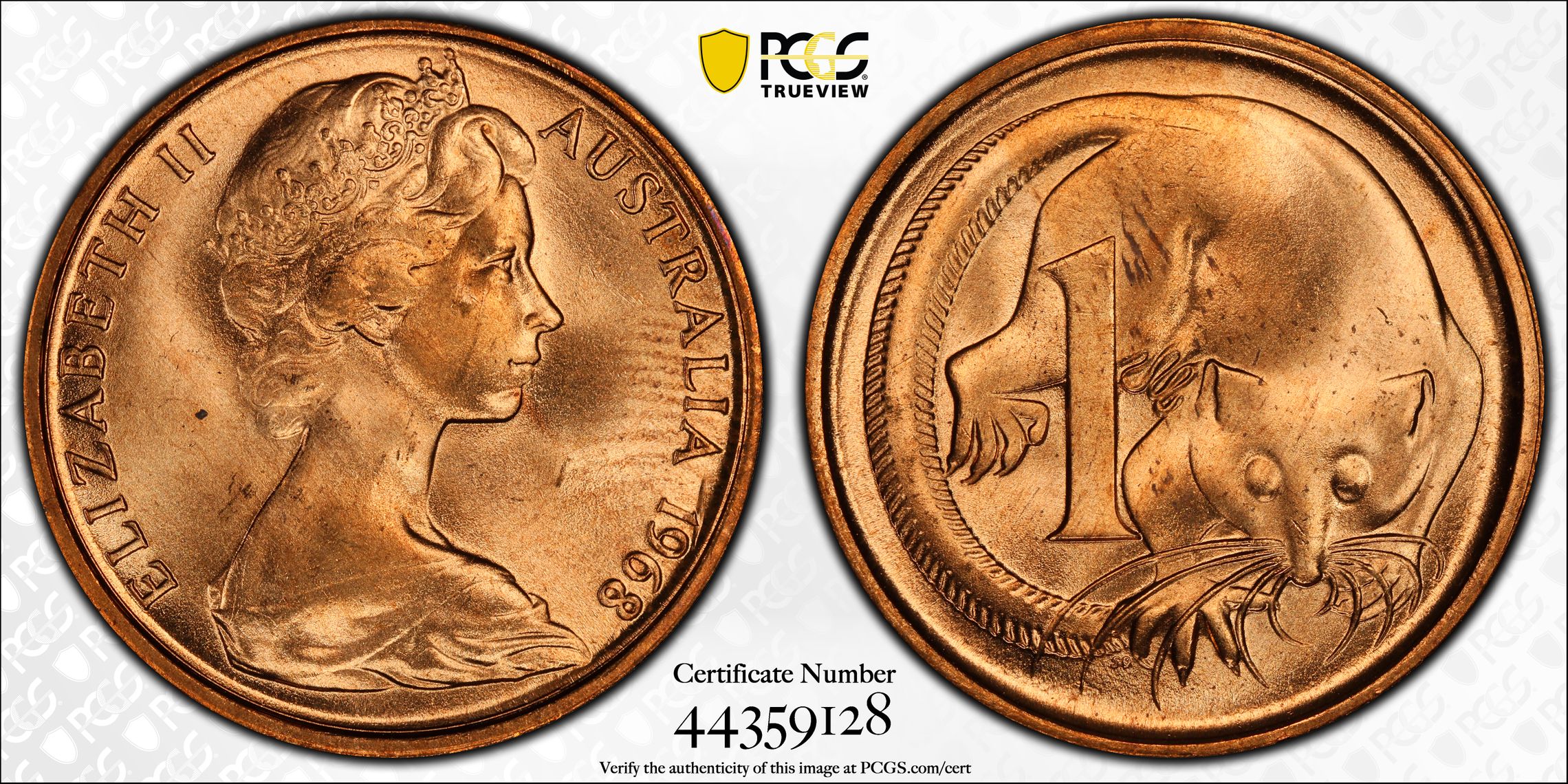 , One Cent, 1968, PCGS MS66RD