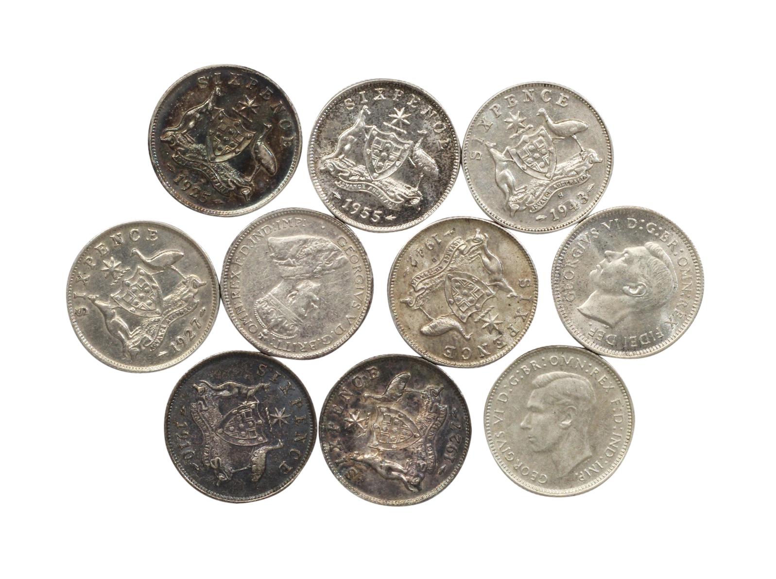 973 · Group, George V, Sixpences
