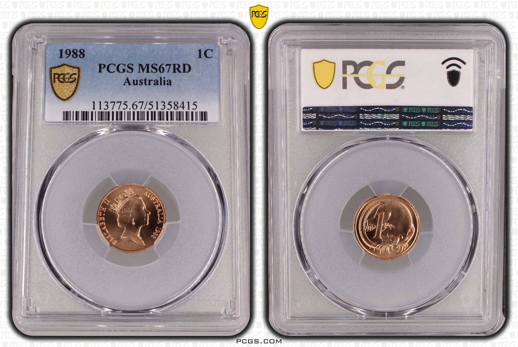 One Cent, 1988, PCGS MS67RD