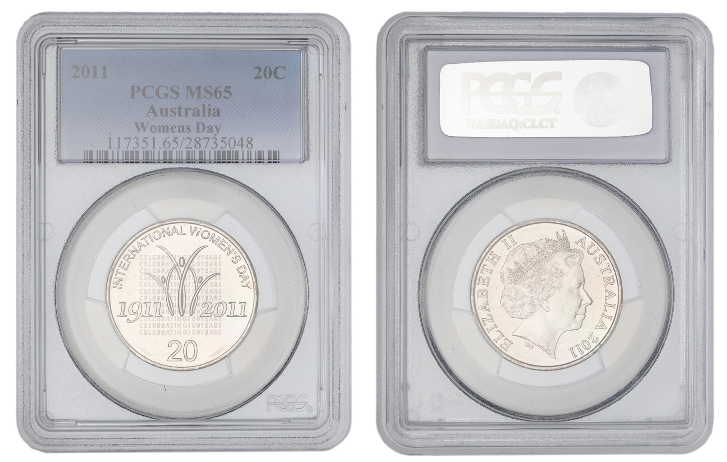 Elizabeth II, Womens Day, Twenty Cent, 2011, PCGS MS65