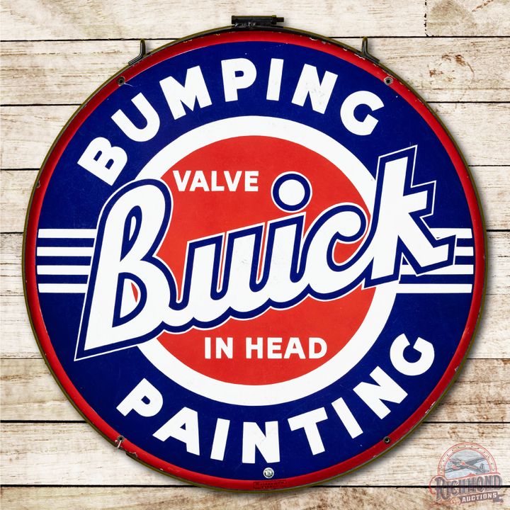 42" Buick Valve In Head Bumping Painting Porcelain Sign & Ring TAC 8.75 & 8.5
