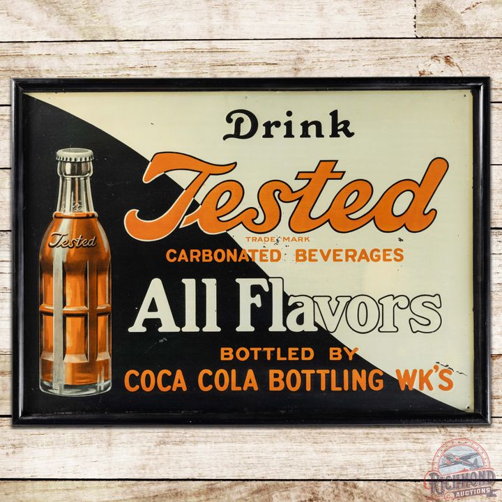 Drink Tested "Bottled by Coca Cola Bottling Wk's" Embossed SS Tin Sign w/ Bottle